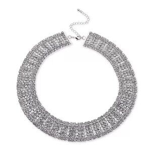 I.N.C. International Concepts Silver-Tone Crystal Multi-Row Choker Necklace